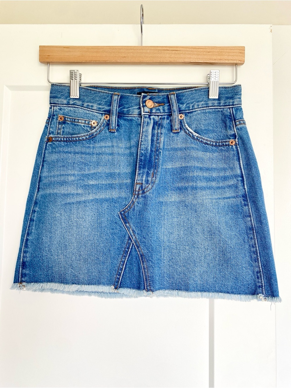 J. Crew Denim Skirt in Birch Wash Petite 24